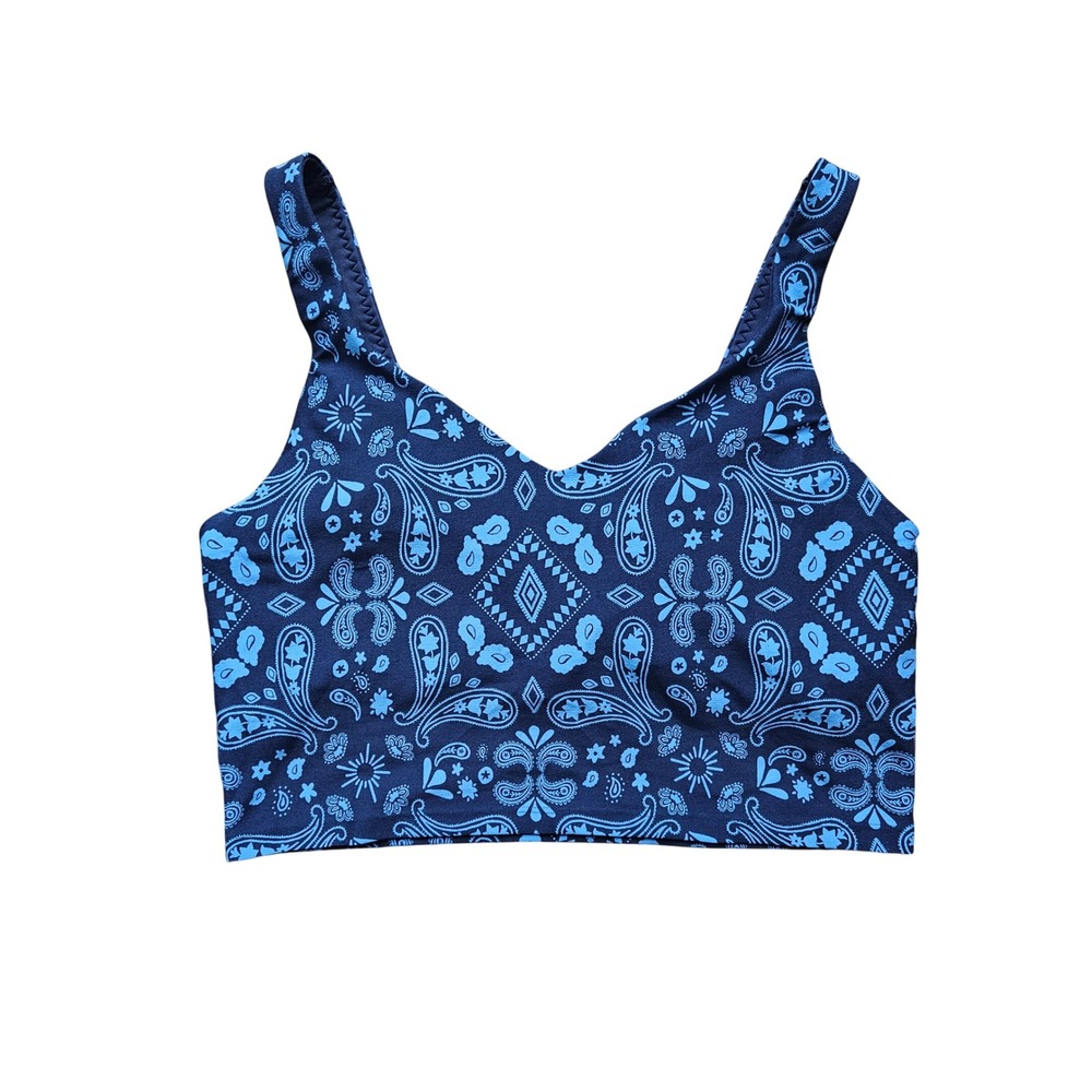 OFFLINE by Aerie Real Me Recharge Paisley Bandana Sports Bra Navy Blue XL